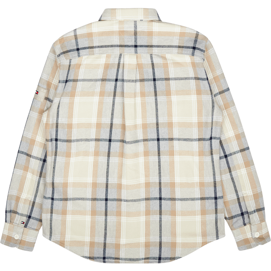 Kartáčovaná kostkovaná svrchní košile 0ms Light Grey / Multi