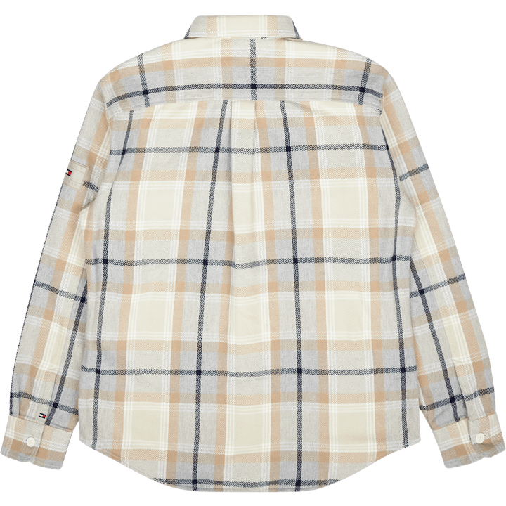 Kartáčovaná kostkovaná svrchní košile 0ms Light Grey / Multi