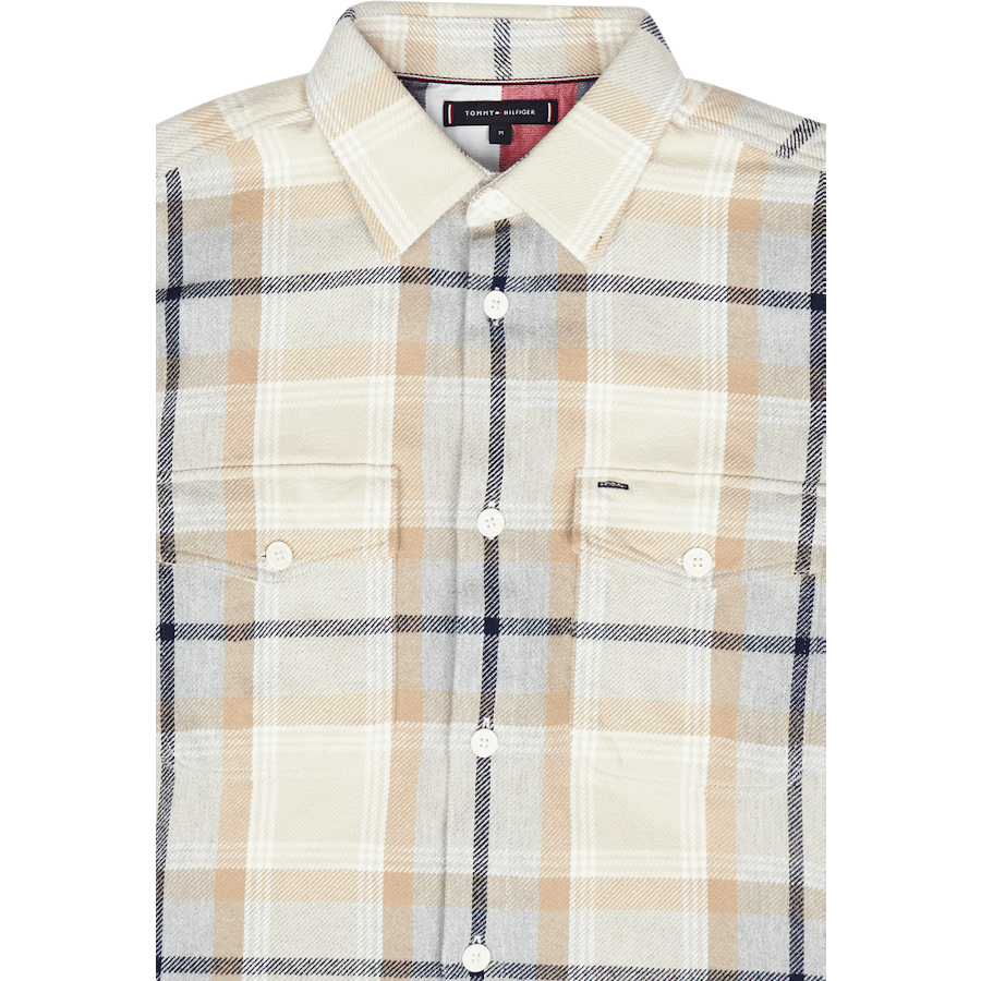 Kartáčovaná kostkovaná svrchní košile 0ms Light Grey / Multi