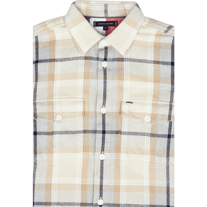 Kartáčovaná kostkovaná svrchní košile 0ms Light Grey / Multi