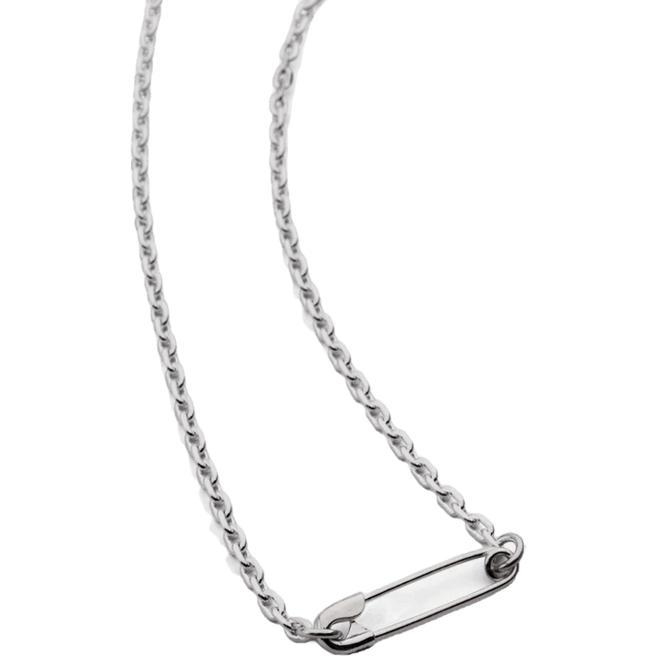 Silver Safety Pin Necklace Silver