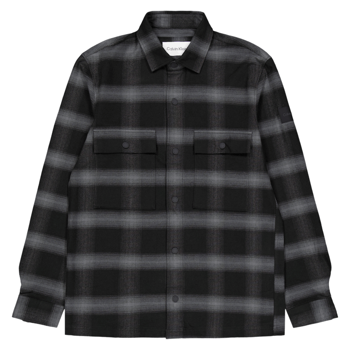Twill Fleece Check Overshirt Beh