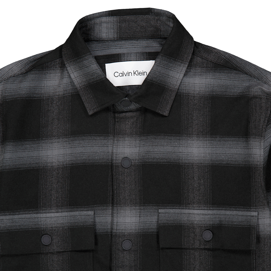 Twill Fleece Check Overshirt Beh