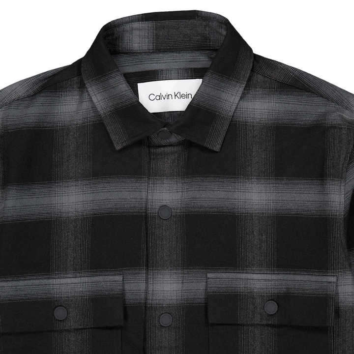 Twill Fleece Check Overshirt Beh