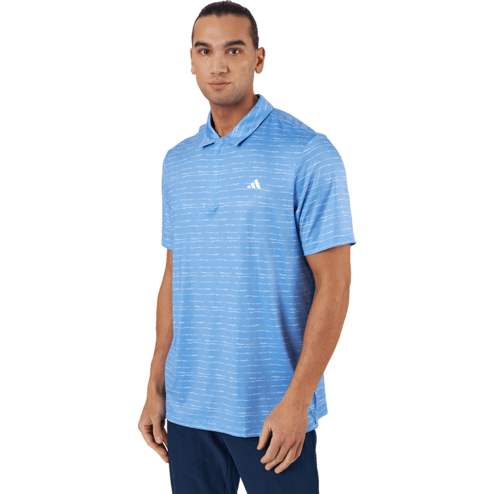 Camisa pólo de golfe com fecho de correr às riscas Azul/branco