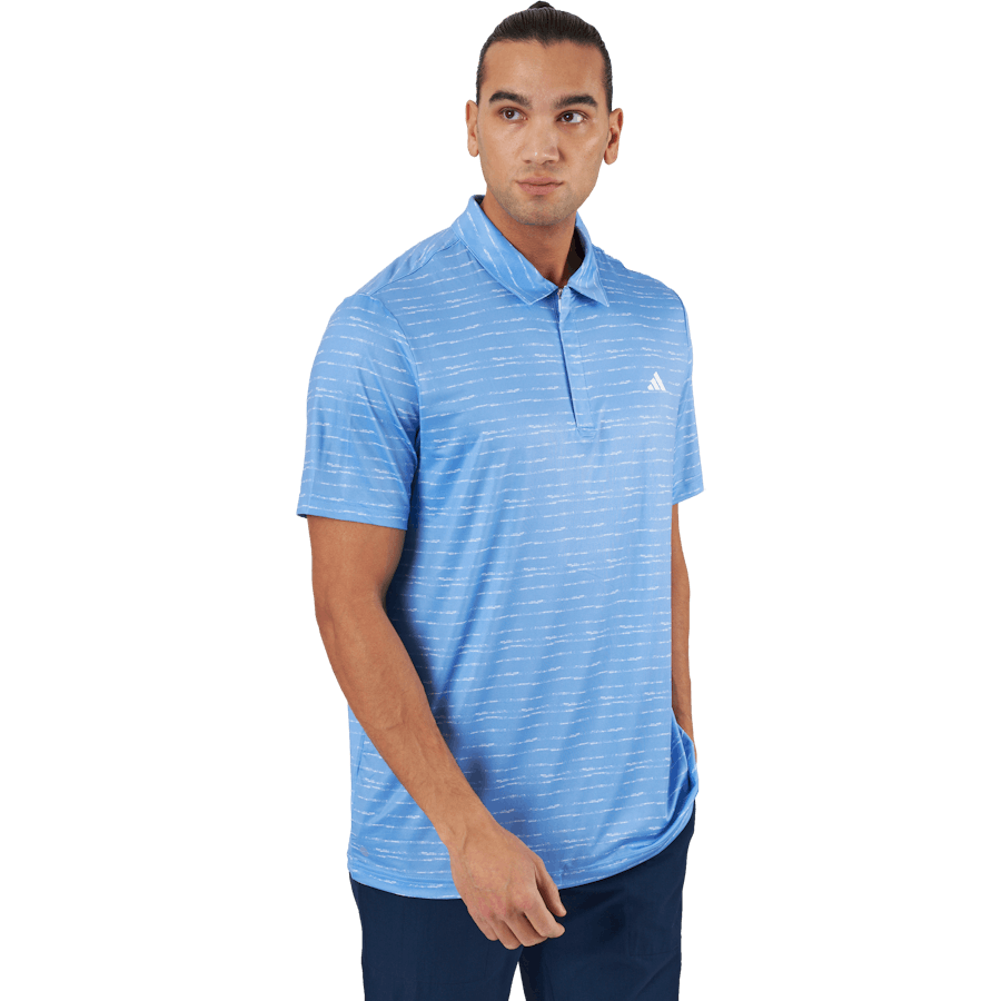 Camisa pólo de golfe com fecho de correr às riscas Azul/branco