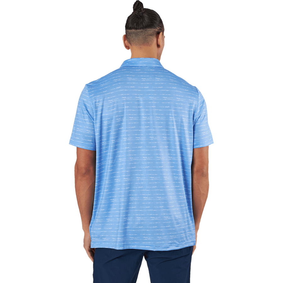 Camisa pólo de golfe com fecho de correr às riscas Azul/branco