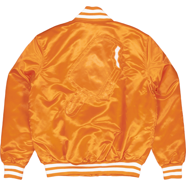College Satin Bomber Jacket Orange