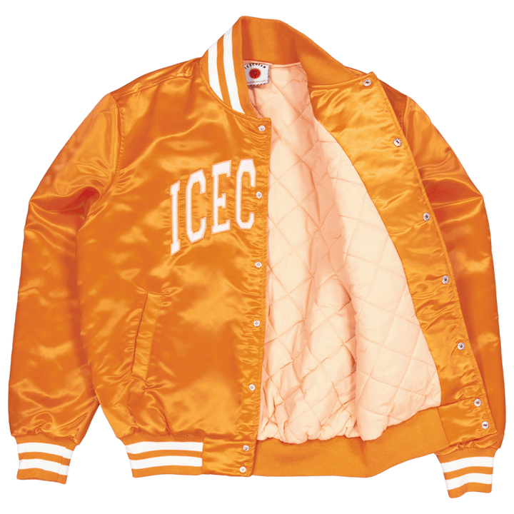 College Satin Bomber Jacket Orange