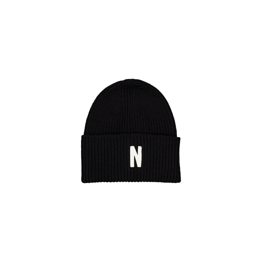 Merino Lambswool Rib N Logo Be Black