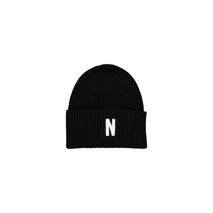 Merino Lambswool Rib N Logo Be Black