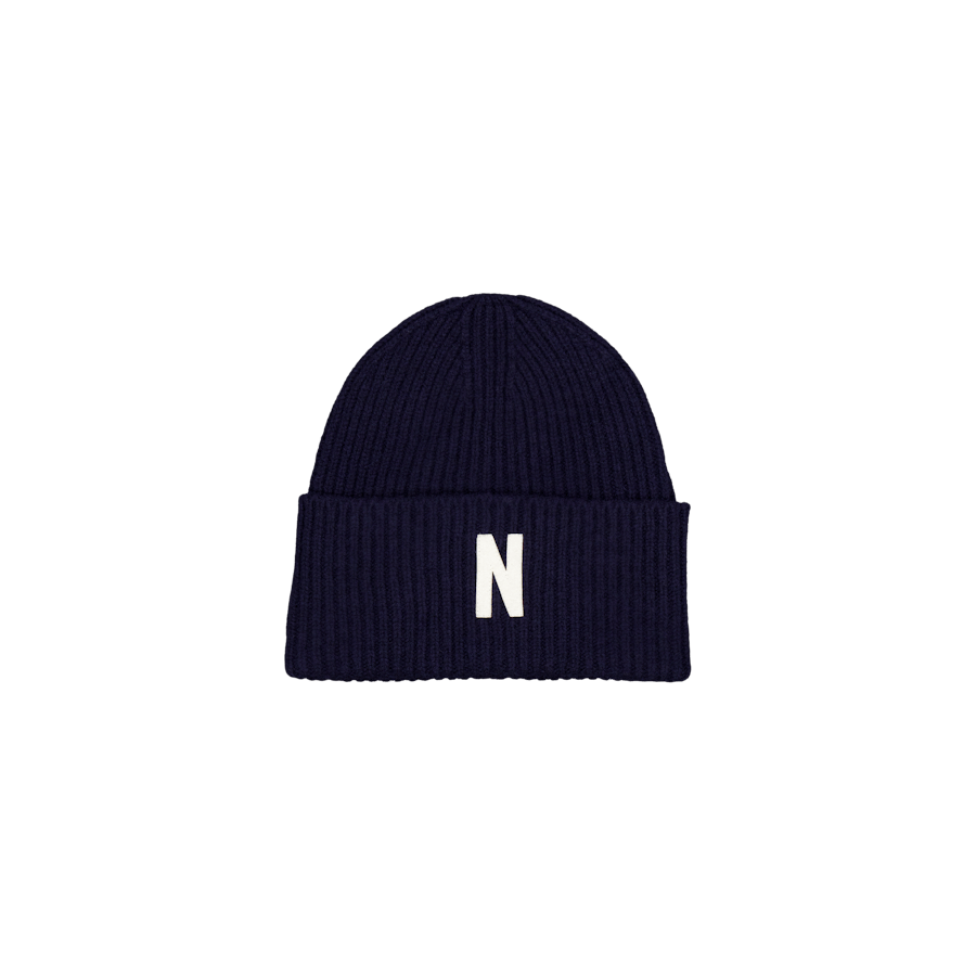 Merino Lambswool Rib N Logo Be Dark Navy