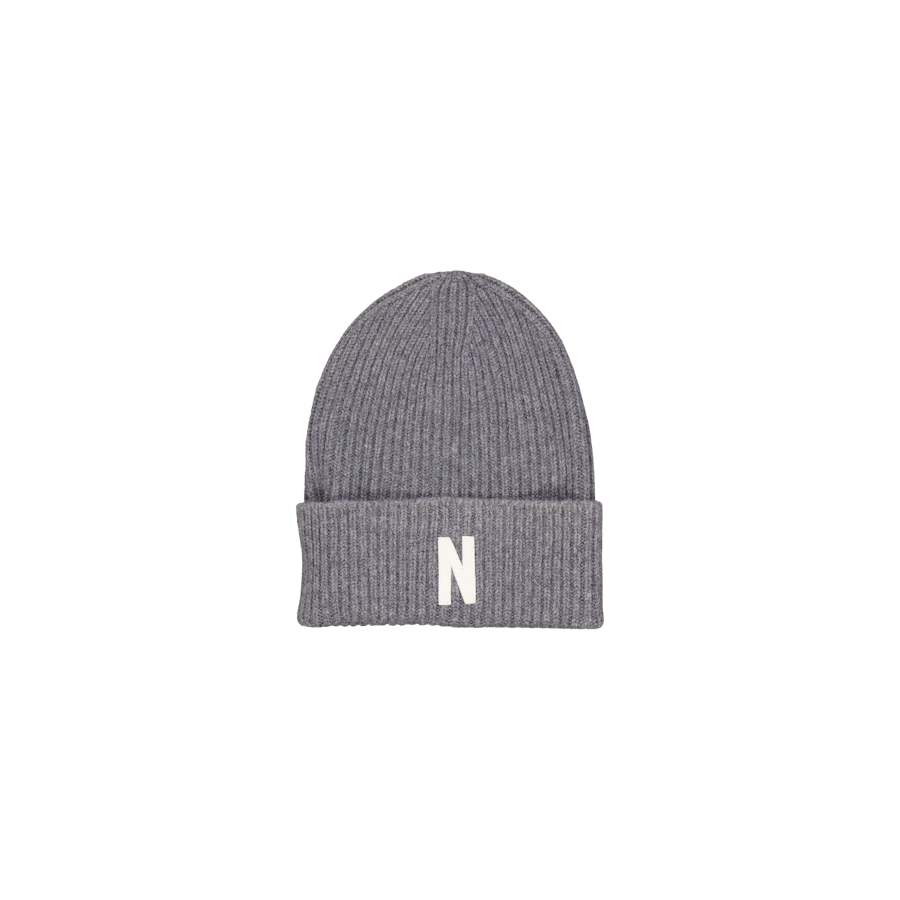 Merino Lambswool Rib N Logo Be Grey Melange