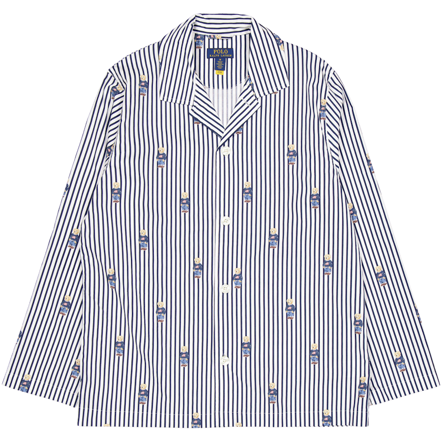 Striped Cotton Pajama Set Navy Stripe Bear