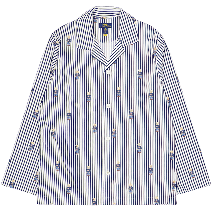 Striped Cotton Pajama Set Navy Stripe Bear