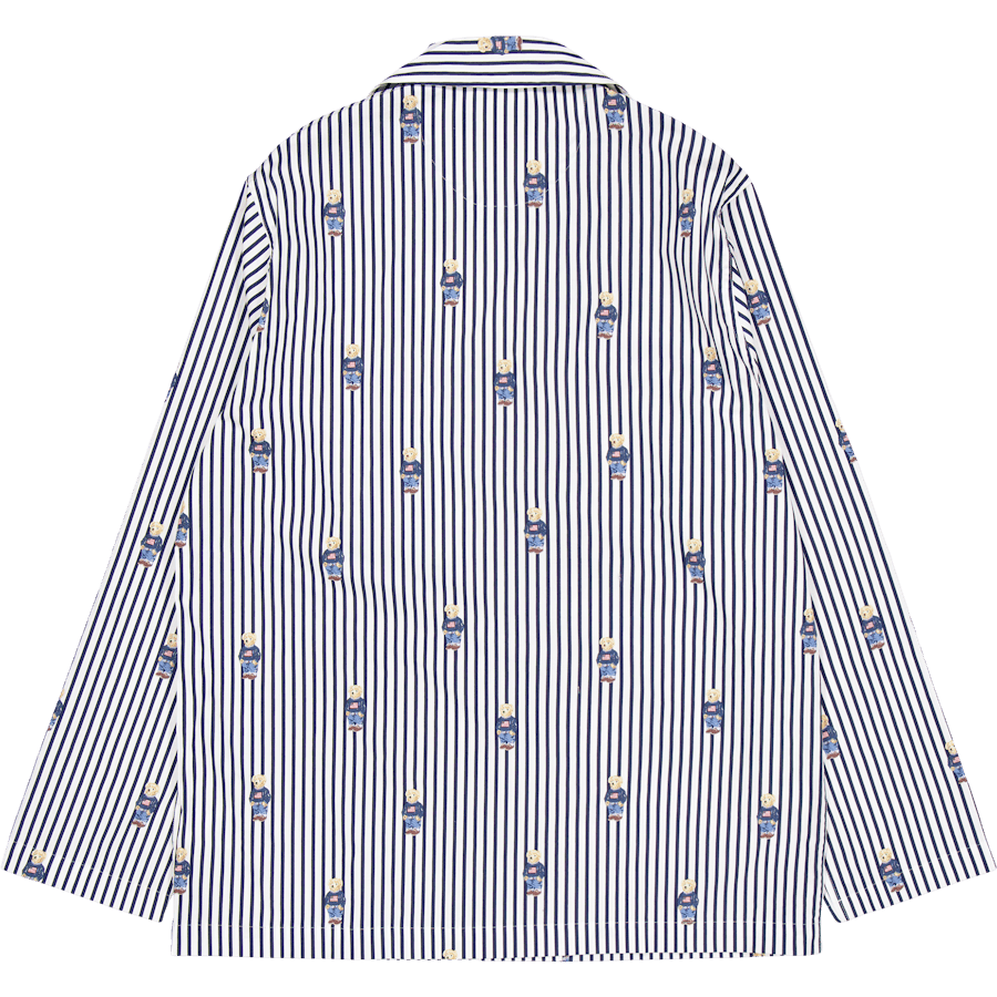 Striped Cotton Pajama Set Navy Stripe Bear