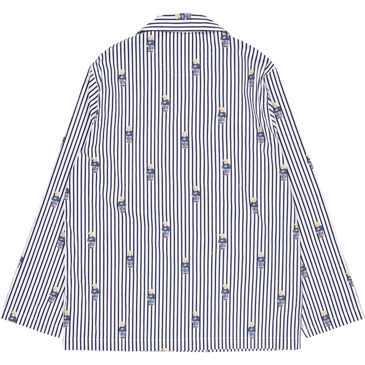 Striped Cotton Pajama Set Navy Stripe Bear