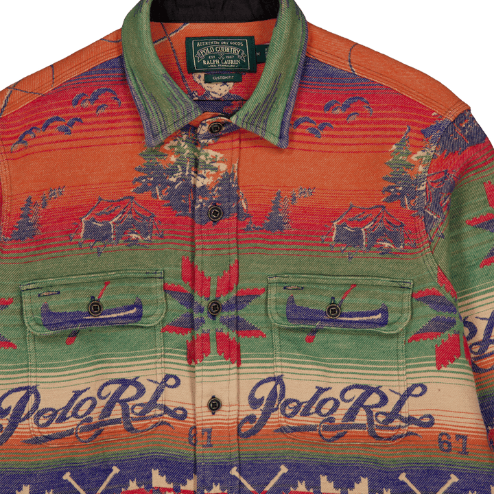 Custom Fit Polo Bär Flanell Arbeitshemd 6202 Fischerei Bär Scenic