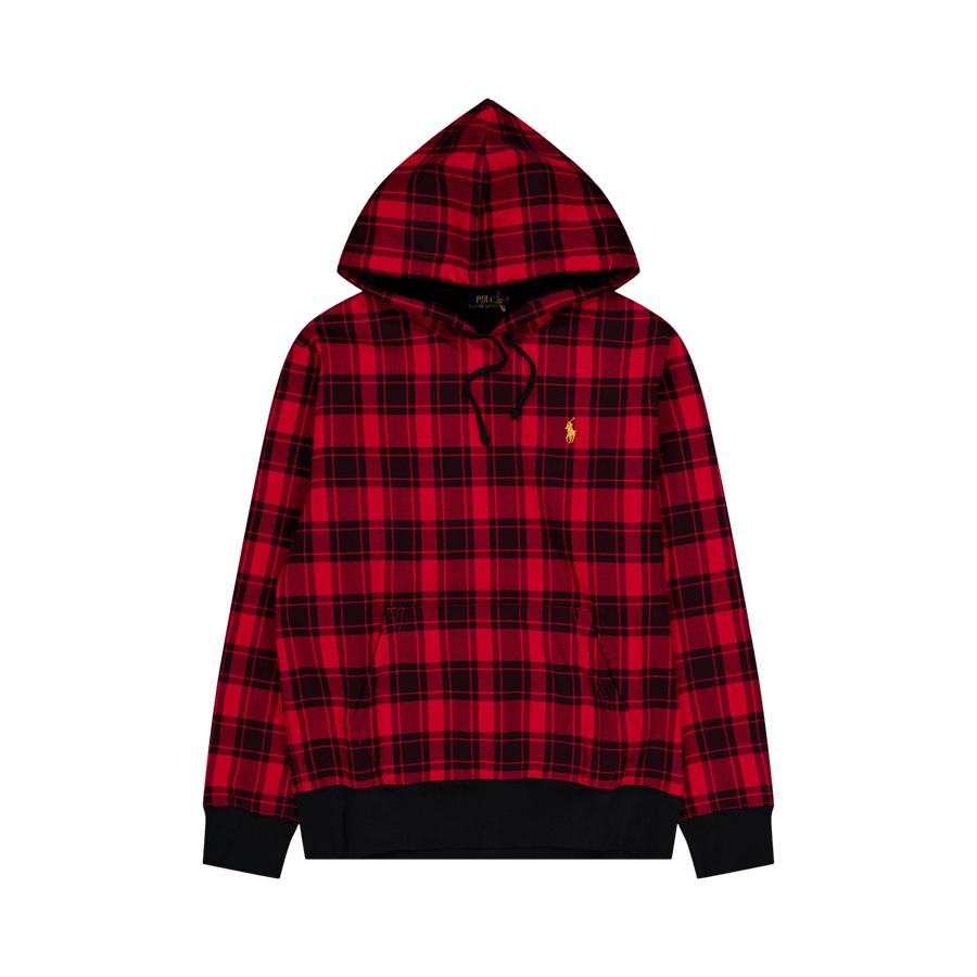 Plaid Pile Fleece Hoodie Martin Red