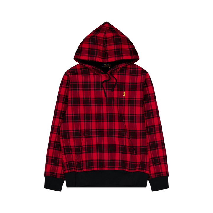 Plaid Pile Fleece Hoodie Martin Red