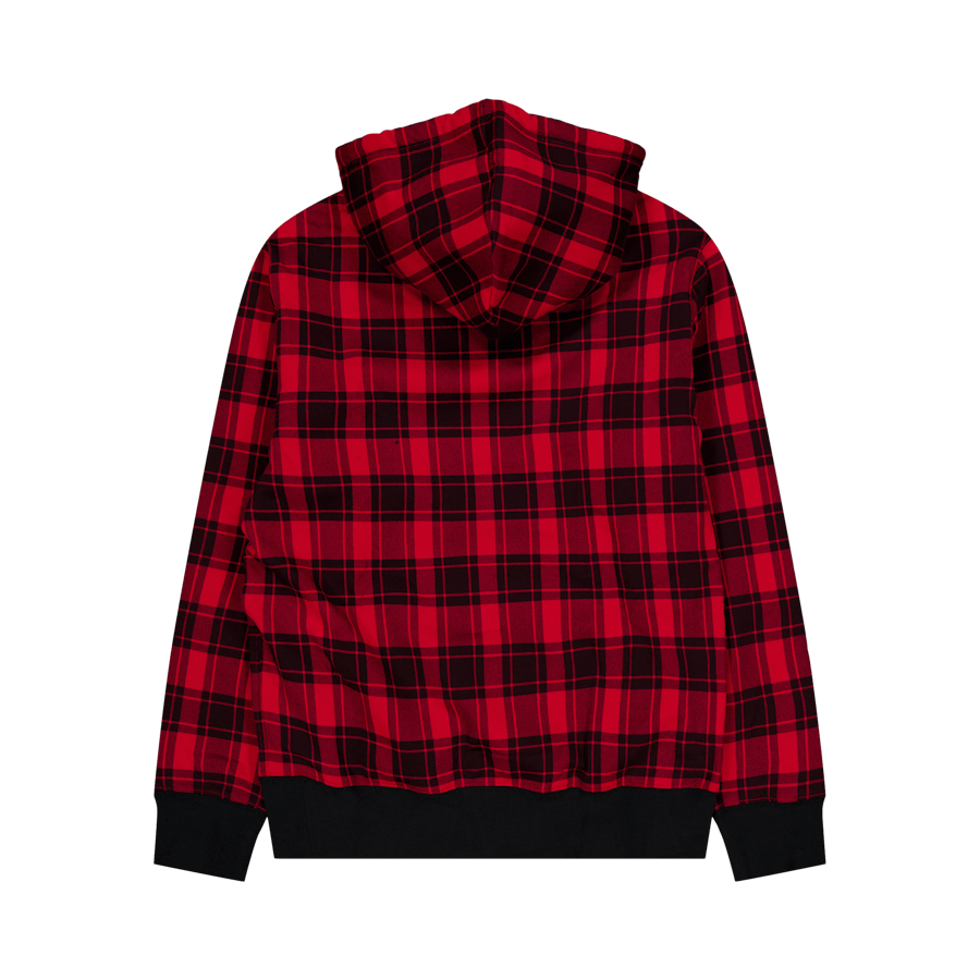 Plaid Pile Fleece Hoodie Martin Red