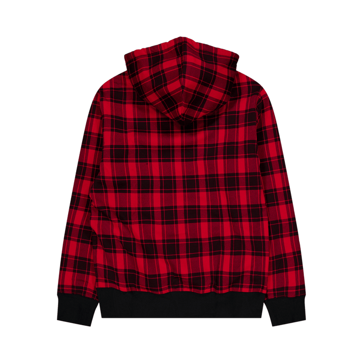 Plaid Pile Fleece Hoodie Martin Red