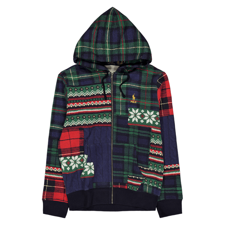 Felpa con cappuccio in pile patchwork con zip intera Stravenger Patchwrk