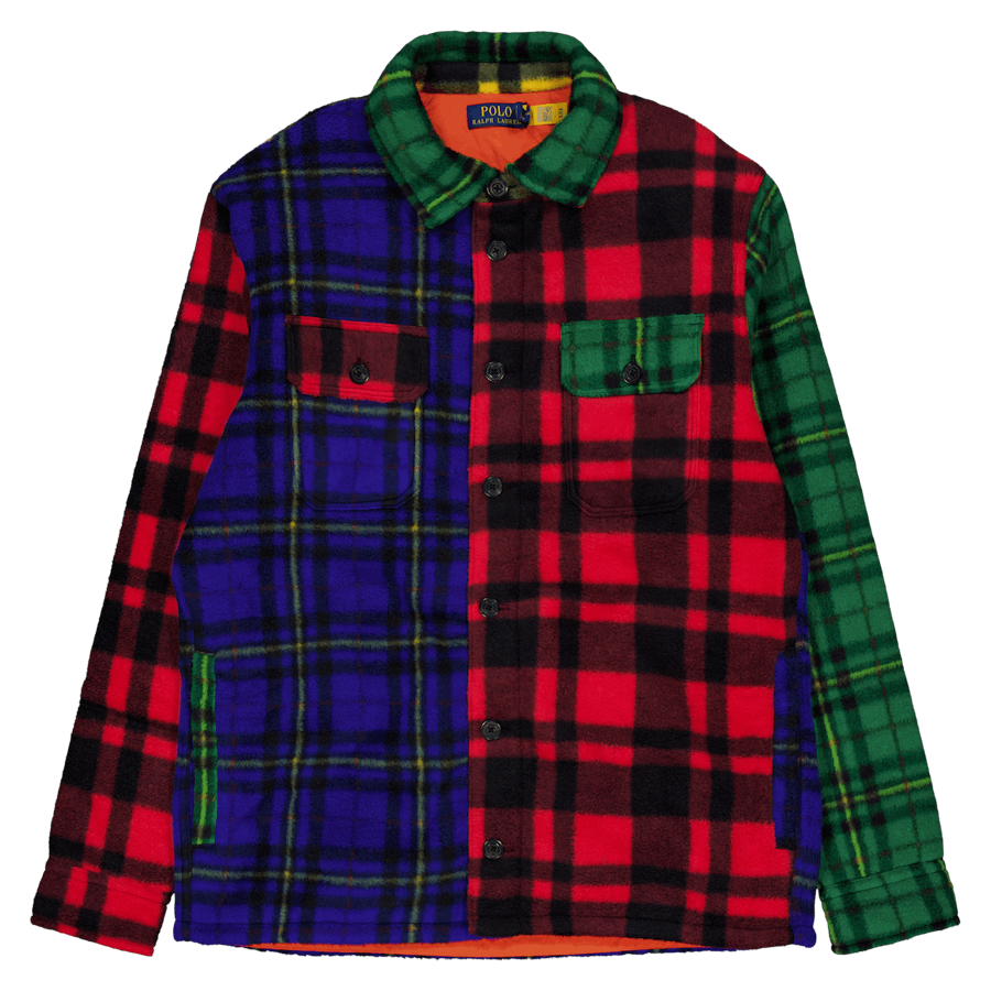 Plaid Brushed Fleece Shirt Jacket Martin Red Multi Holiday Plaid