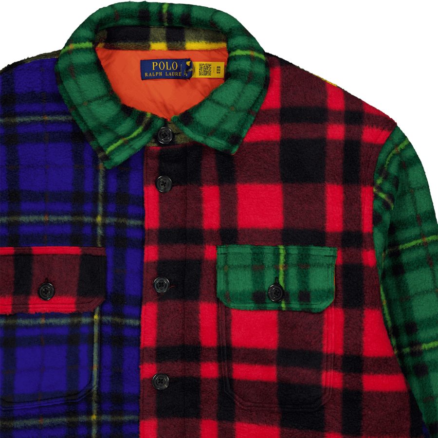 Plaid Brushed Fleece Shirt Jacket Martin Red Multi Holiday Plaid