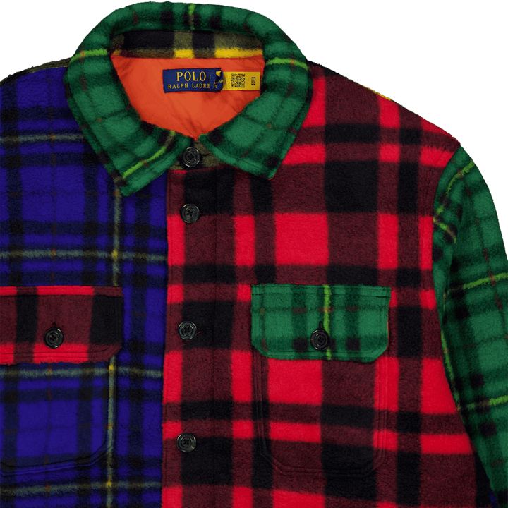 Plaid Brushed Fleece Shirt Jacket Martin Red Multi Holiday Plaid