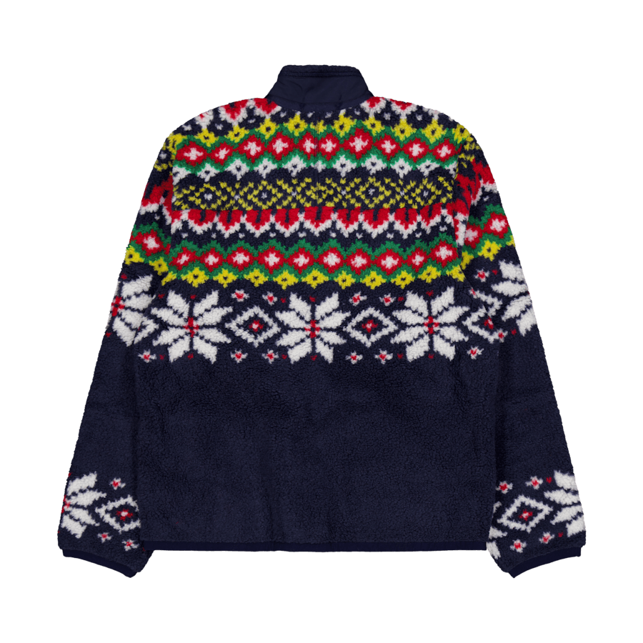 Fair Isle-Inspired Pile Fleece Jacket Cruise Navy Snowflake Fairisle