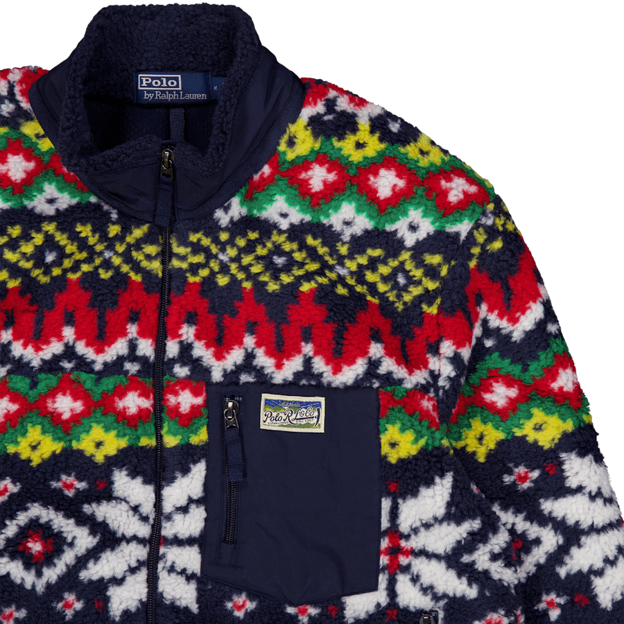 Fair Isle-Inspired Pile Fleece Jacket Cruise Navy Snowflake Fairisle