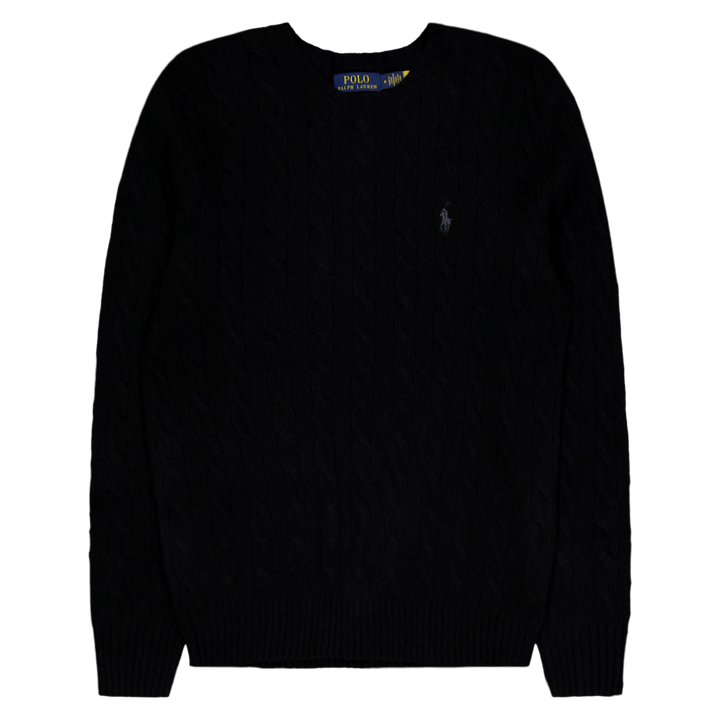 Kaablikootud villasest kašmiirist kampsun Polo must