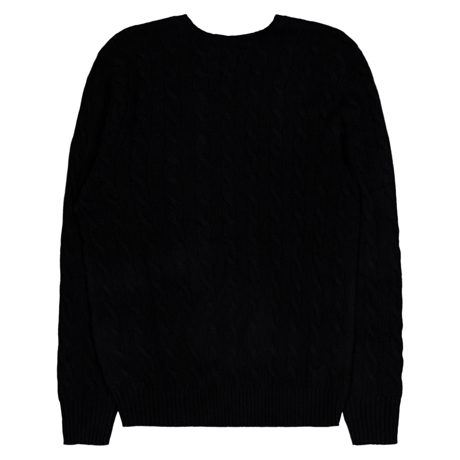 Kaablikootud villasest kašmiirist kampsun Polo must