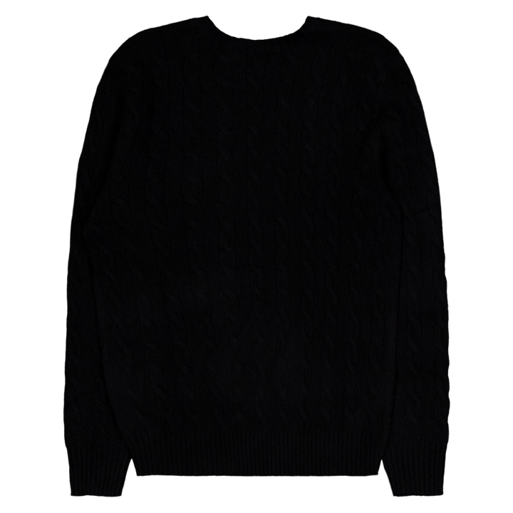 Kaablikootud villasest kašmiirist kampsun Polo must