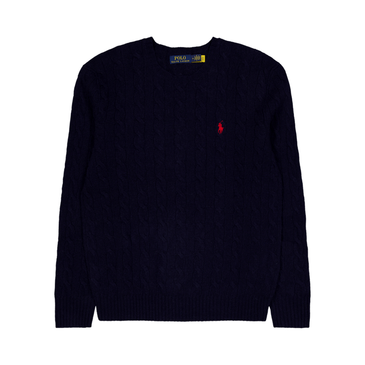 Kabelgebreide Wol-Kasjmier Trui Hunter Navy