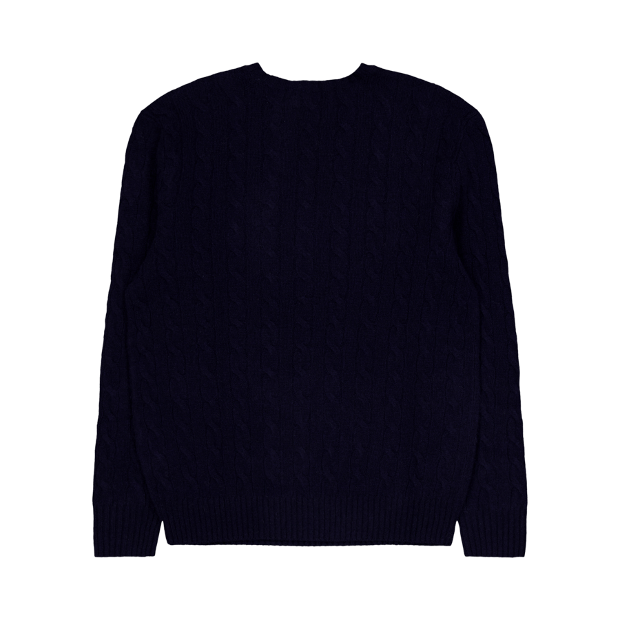 Kabelgebreide Wol-Kasjmier Trui Hunter Navy