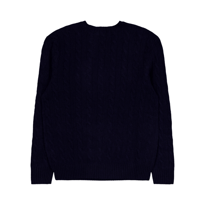 Kabelgebreide Wol-Kasjmier Trui Hunter Navy