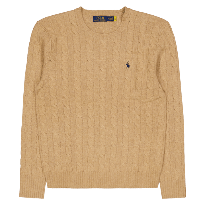Maglione in lana e cachemire lavorato a maglia a cavo Cammello Melange