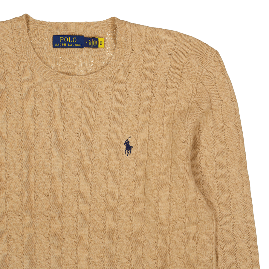 Maglione in lana e cachemire lavorato a maglia a cavo Cammello Melange