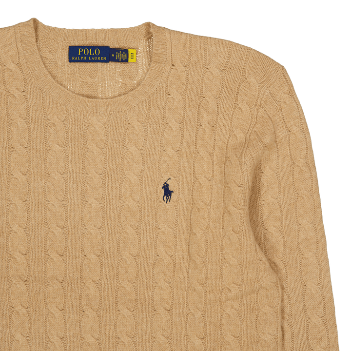 Maglione in lana e cachemire lavorato a maglia a cavo Cammello Melange