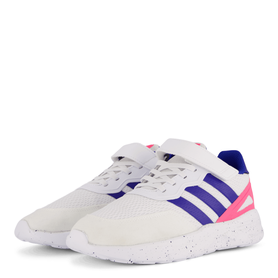 Chaussures Nebzed à lacets élastiques et bride supérieure Blanc nuage / Bleu roi / Rose lucide