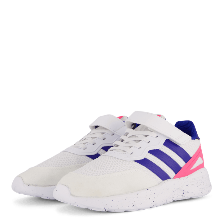 Chaussures Nebzed à lacets élastiques et bride supérieure Blanc nuage / Bleu roi / Rose lucide