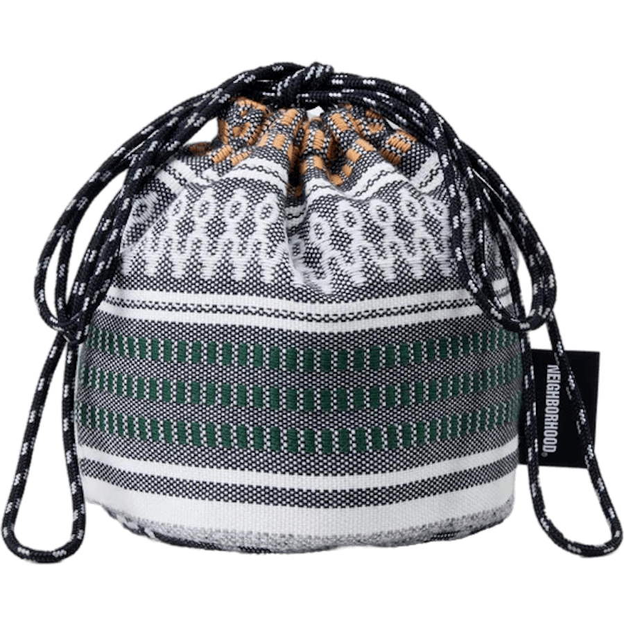 Mexican Blanket Drawstring Bag Gray