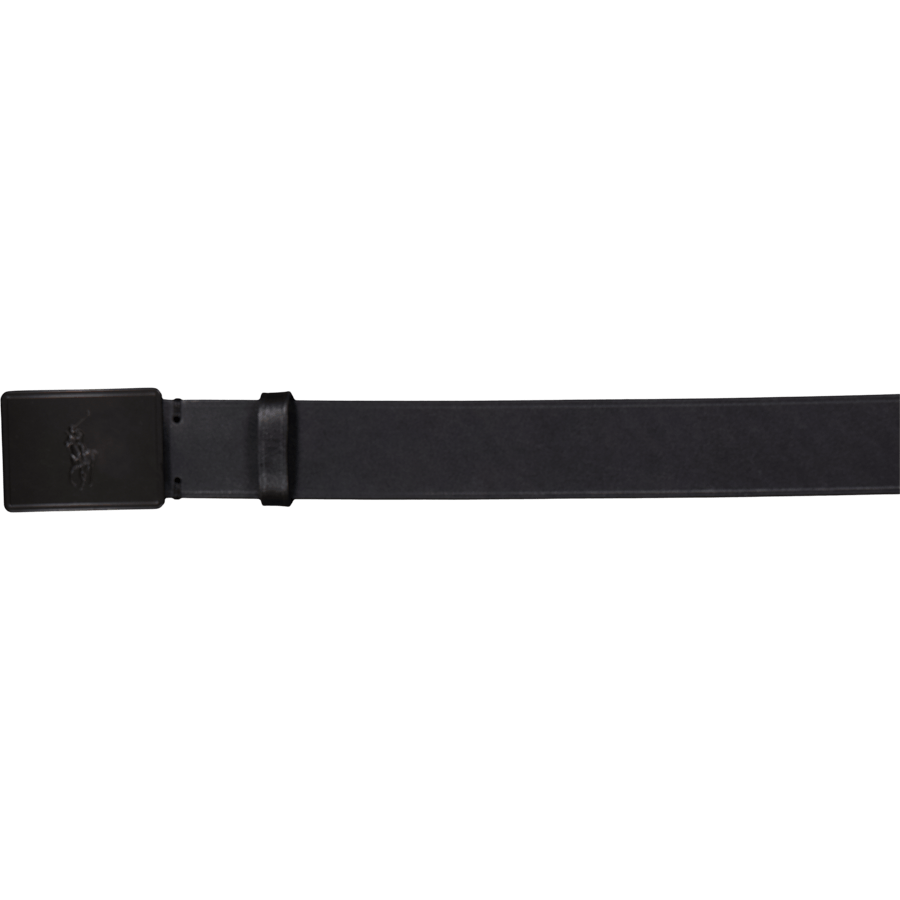 Pony Plaque Leather Belt Black / Matte Black