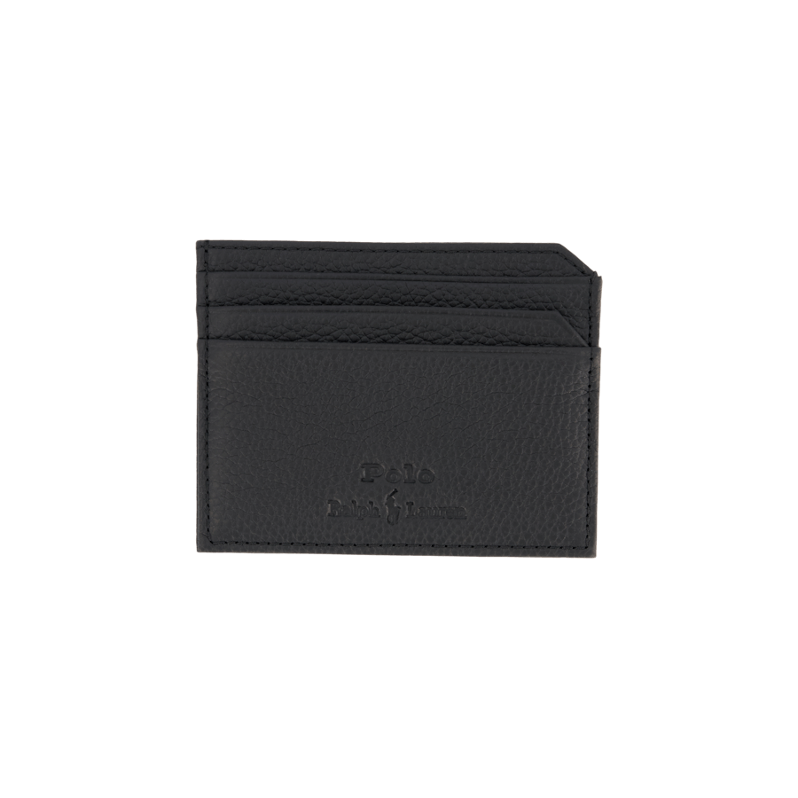 Pebbled Leather Card Case Black