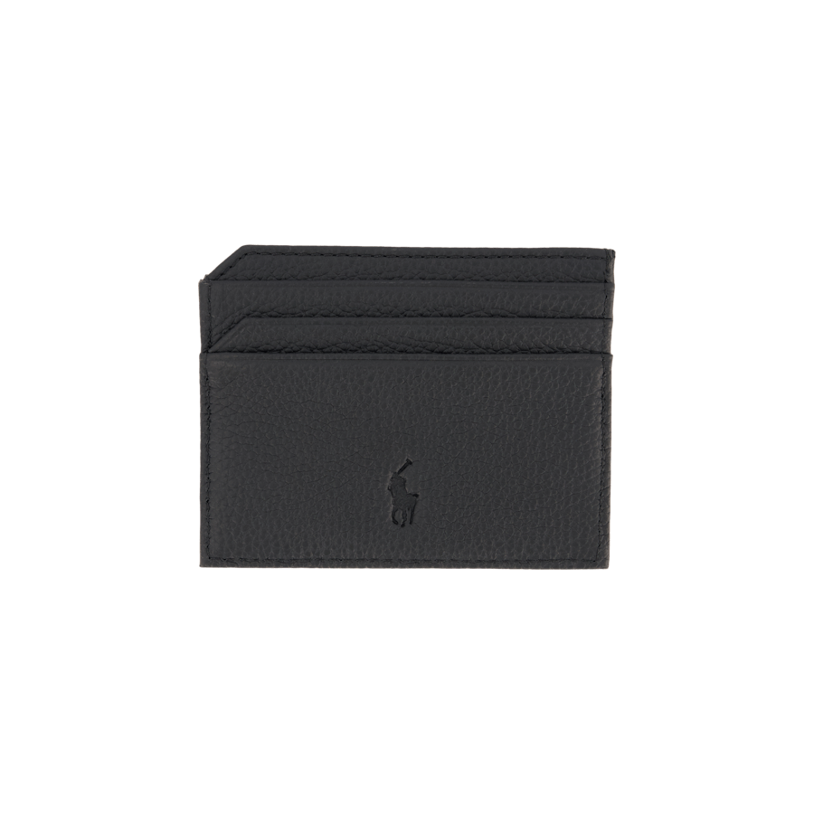 Pebbled Leather Card Case Black