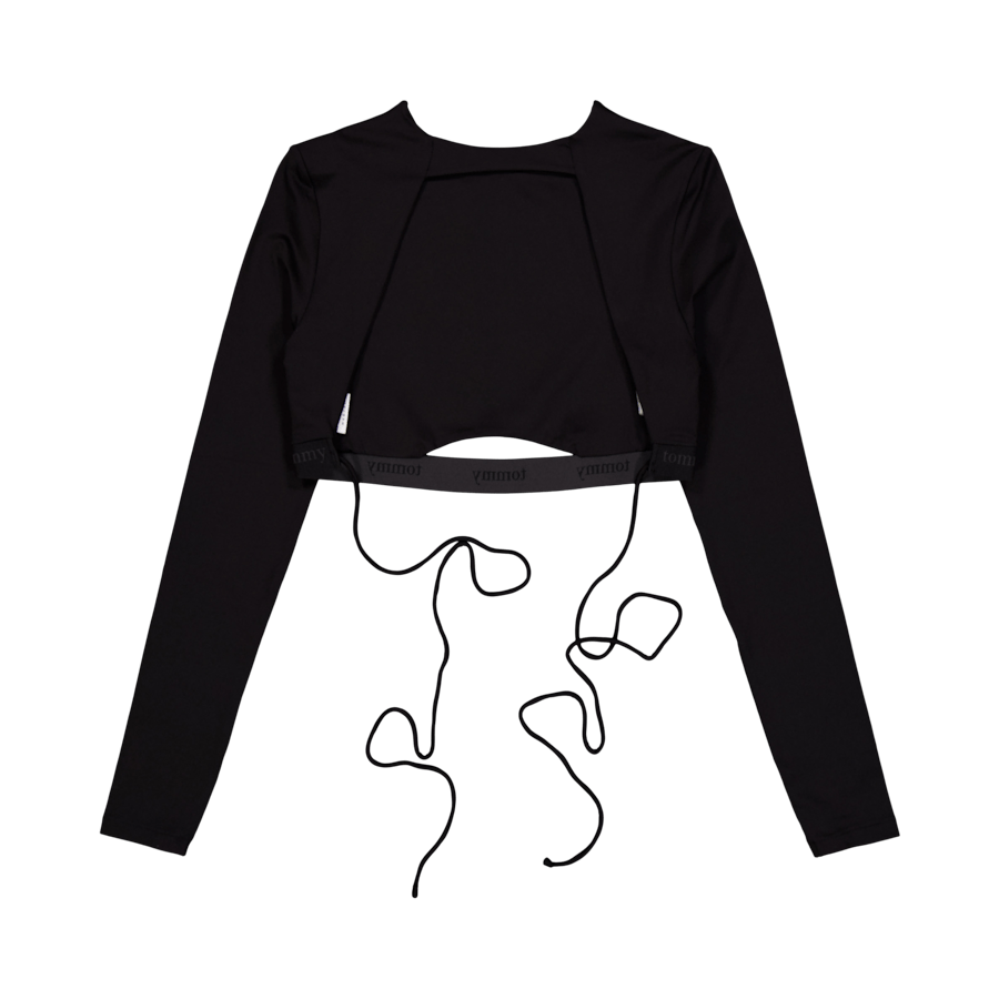 Tjcw Backless Longsleeve Cropt Black