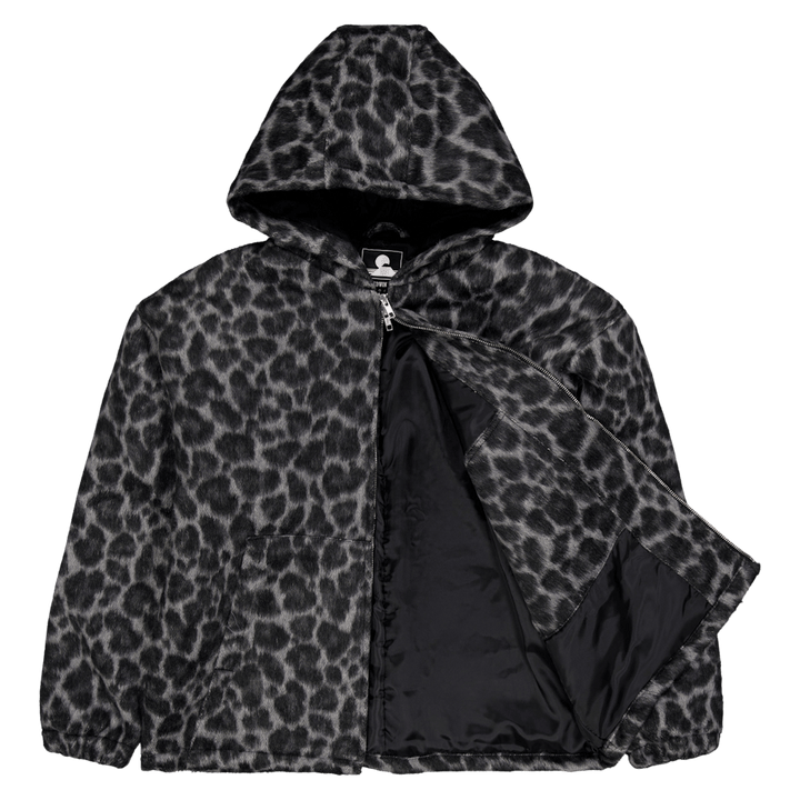 Daimon Kapuzenjacke gefüttert Schwarz / Weiß Leopard