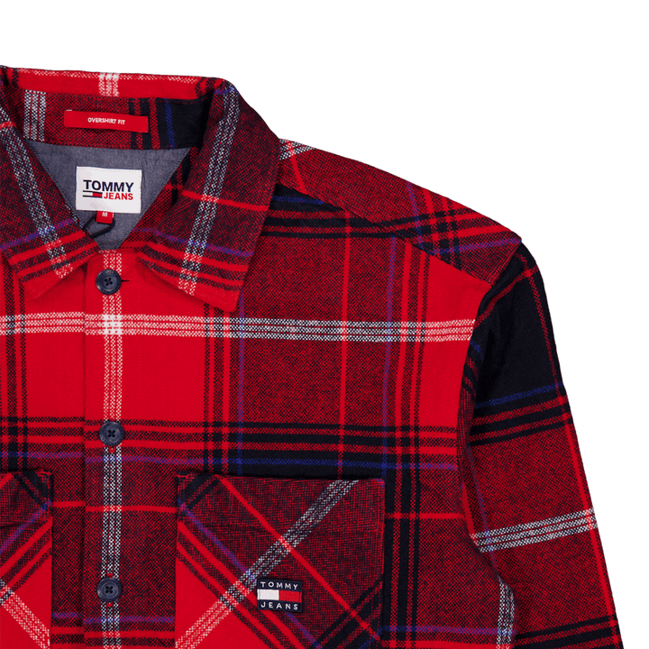 Tjm Brushed Check Overshirt Xnl - Deep Crimson Check